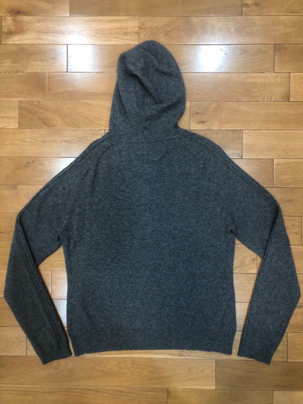 Vintage Marshall Field's 100% Cashmere Knit Zip Up Hoodie Charcoal Gray Sz Large - Picture 10 of 12